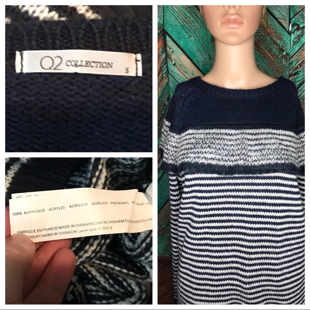Q2 Striped Ruffle Top Acrylic Sweater - Picture 3 of 6